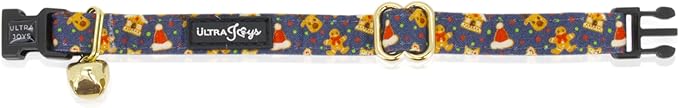 Ultra Joys Cat Collar - Breakaway with Bells & Bandana - Gingerbread Man Size