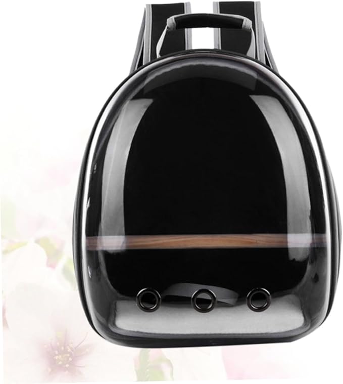 Abaodam Portable Parrot Backpack Ventilation Wooden Perch Breathable Outdoor Carry Bag for Pets Stylish Transparent Design for Comfortable Travel Black