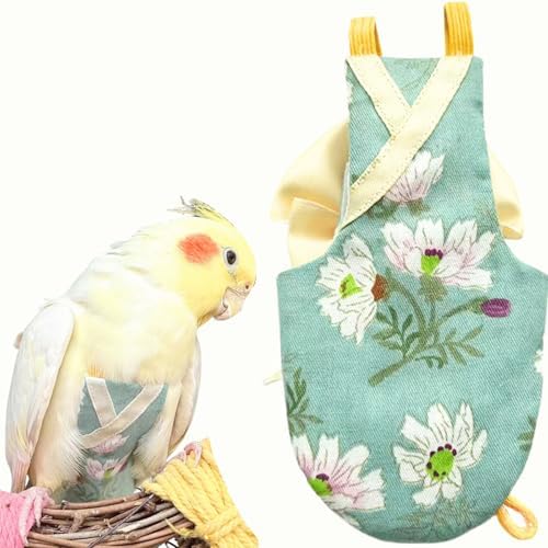 Bird Flight Suits Diapers, Parrot Flight Suits Diapers for Quaker Parakeets Cockatiels Conures Macaw African Grey, Bird Diaper, Parrot Clothes (Green A,XL)