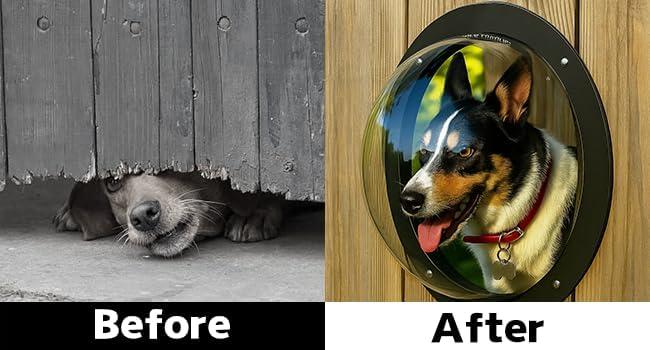 H&B Luxuries Durable Acrylic Dome Dog Window for Fence to View Outside for Satisfying Curious Pets FW058