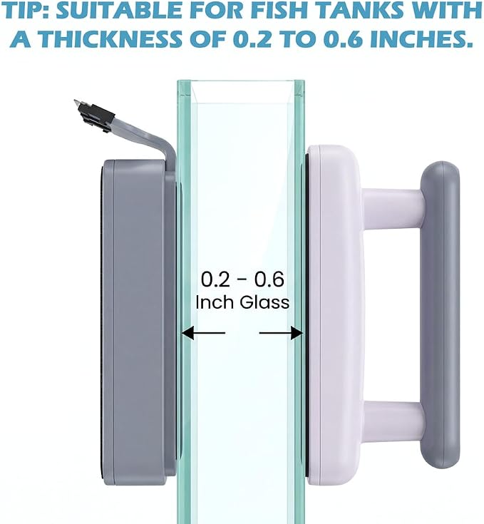 Aquarium Magnetic Glass Cleaner, Double-Side Algae Scraper | Floating Fish Tank Algae Scraper with Detachable Scraper for 0.2-0.6 Inch Thick Glass Aquariums Tank, Comfortable Grip Handle
