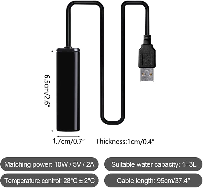 10W Super Mini Aquarium Heater, Adjustable Small Fish Tank Heater Submersible Fish Heater for Fishing Turtle Tanker Enthusiasts