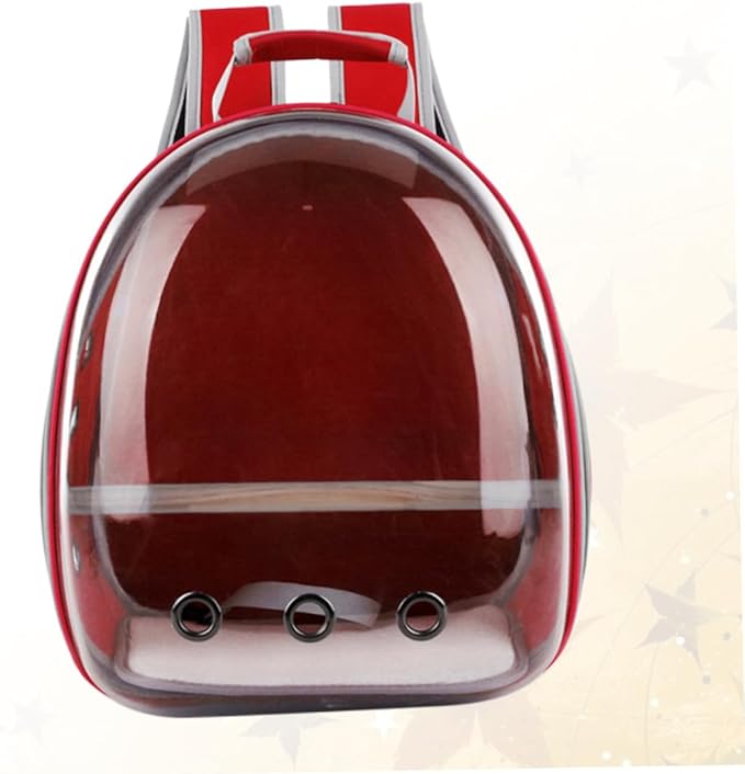 Portable Parrot Backpack Carrier Breathable Space for Outdoor Use Includes Wooden Bar for Birds Red