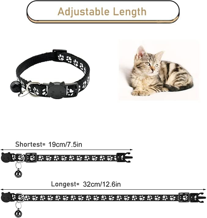 2 Pack Cat Collars Quick Release Reflective Kitten Collar with Bell & Safety Release (Yellow)