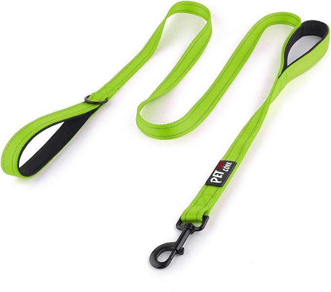 Plutus Pet Double Handle Dog Leash 4ft, Heavy Duty, Reflective Dual Handle Dog Leash for Safety Training, for Medium Large Dogs,2 Handle Leads(Green)