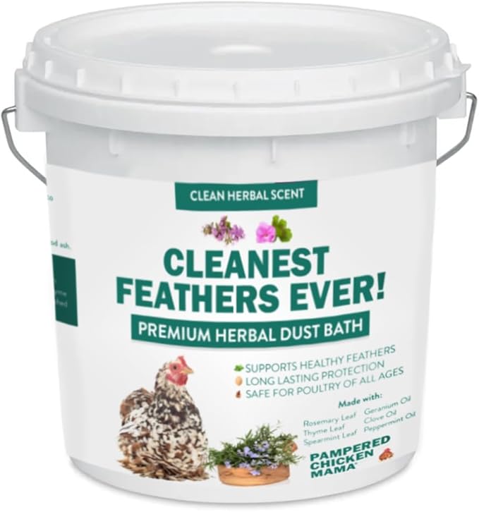 Pampered Chicken Mama Cleanest Feathers Ever! Premium Herbal Dust Bath for Chickens & Poultry with Essential Oils | Poultry Dust & Chicken Bath to Keep Feathers Clean & Healthy (14 Pounds)