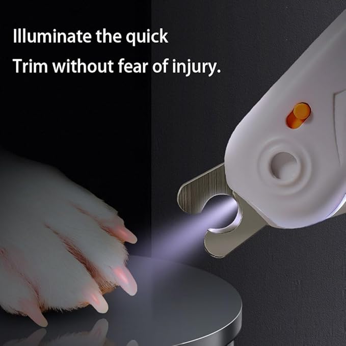 LED Dog Nail Clipper with Light, Illuminate Nails and Bloodline for Safe Trimming, with Nail File, Transparent Guard and Safety Lock, Suitable for Cats and Dogs-White