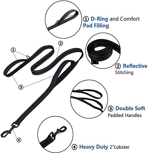 Dog Leash, Heavy Duty Dog Leash, Leashes for Large Breed Dogs .5FT.6FT, Double Handle Dog Leash, Reflective Training Lead, Perfect for Medium to Large Dogs(5FT,Purple)