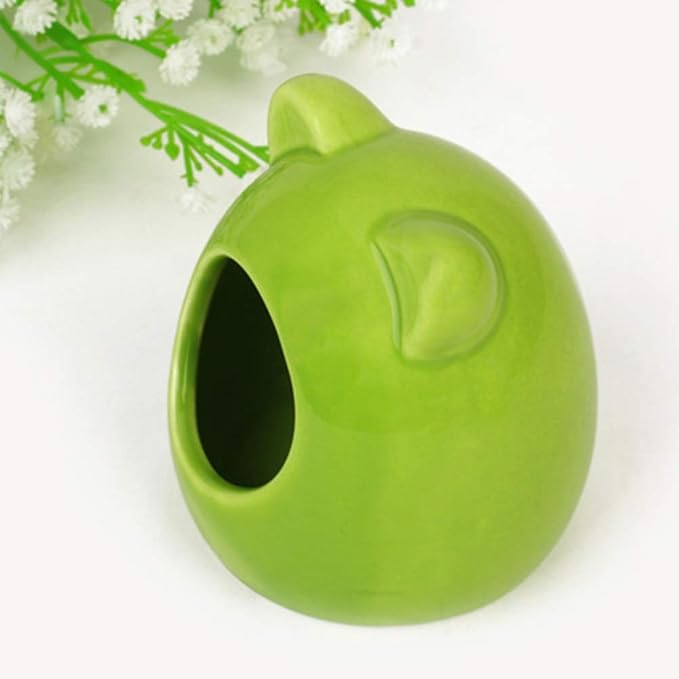 Small Animal House, Ceramic Hamster Bedding Hideout Nest, Critter Bath for Chinchilla Hamster Rat Gerbils (Random Color)
