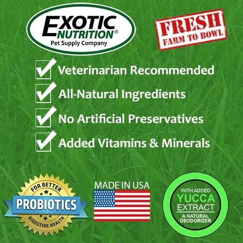 Exotic Nutrition Chinchilla Diet with Rose HIPS 18 lb. - Nutritionally Complete Natural Healthy Pellet Food for Pet Chinchillas