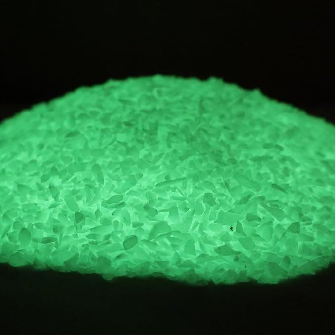 Glow in the Dark Gravel Stones,Aquarium Gravel,Aquarium Sand,Decorative Glow Gravel Rocks for Fairy Garden Fish Tank Succulents Pot Vase Filler Decor, 1 Pound (Yellow Green, 1-3mm)