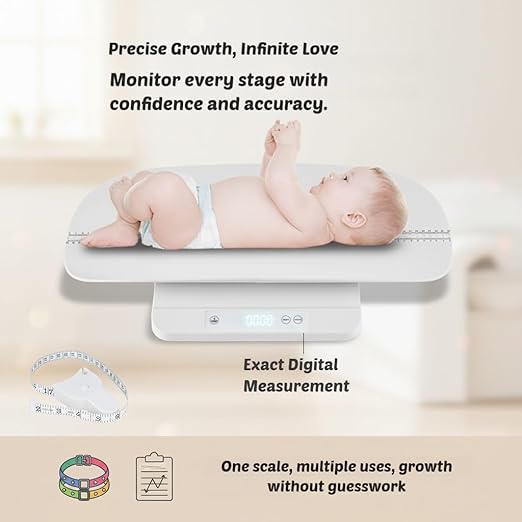 Baby Scale & Pet Scale with 60cm Tray, 330lb-150kg Digital Scale for Newborn, Puppy, Cat, Dog & Adult, Includes Tape Measure, Puppy Collar & Record Card, Hold/Tare Function,5 Unit Conversions