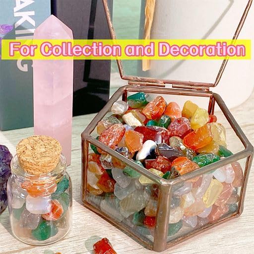 YATOJUZI Colorful Agate 1LB Aquarium Gravel Rocks Mix-color Bulk Wholesale Tumbled Crystals Stone Chips Crushed Reiki Energy Balancing Gemstones For Planter Vase Filler Fountain Fish Tank Potted Decor