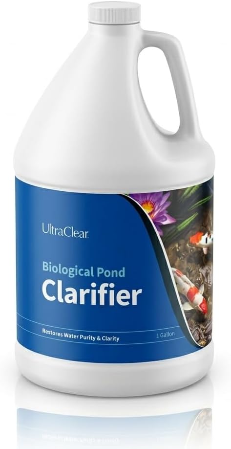 Pond Clarifier for Outdoor Ponds - Concentrated Live Beneficial Bacteria - Treats up to 320,000 Gallons - Clears Cloudy Pond Water - Safe for Fish, Plants, Pets and People