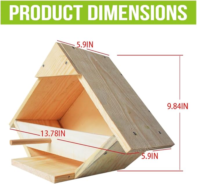 Weatherproof Solid Wood Dove Nesting Box - Outdoor Handmade Bird House with Triangular Entry | Attracts Mourning Doves