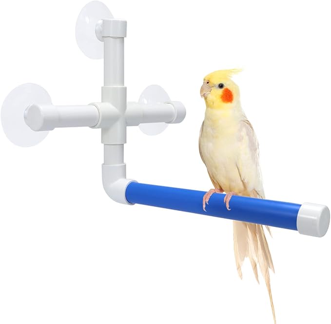 Litewoo Bird Shower Perch with Suction Cup Parrot Window Wall Stand Bath Toys (1 Sticks)