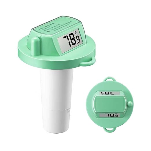 Pool Thermometer Floating, Digital Swimming Pool Thermometer, IPX8 Waterproof with Double Sided Display for Pond, Hot Tub, Aquarium (Green, Battery Powered)