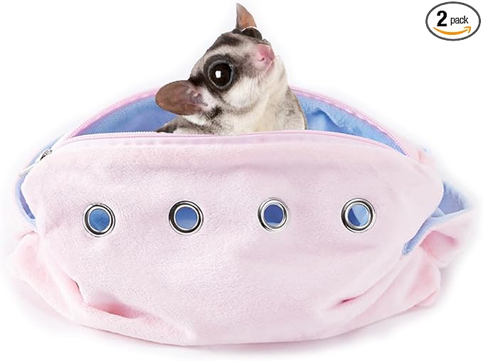Meow&Woof Sugar Glider Bonding Pouch & Small Animal Carrier - Escape-Proof Sling for Hedgehogs, Ferrets, Hamsters Soft Critter Cuddler (10"x6", Pink)