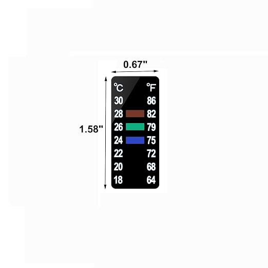 AQUANEAT 6 PCS Aquarium Thermometer Strips, Fish Tank Thermometer Sticker, Terrarium Water Temperature Test (1.58" x 0.67")