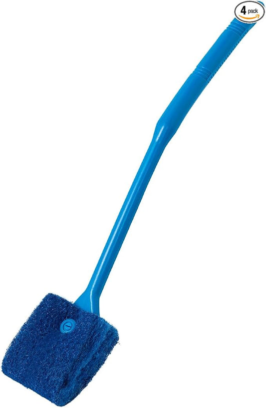 SLSON Aquarium Algae Scraper Double Sided Sponge Brush Cleaner Long Handle Fish Tank Scrubber for Glass Aquariums and Home Kitchen,15.4 inches (4)