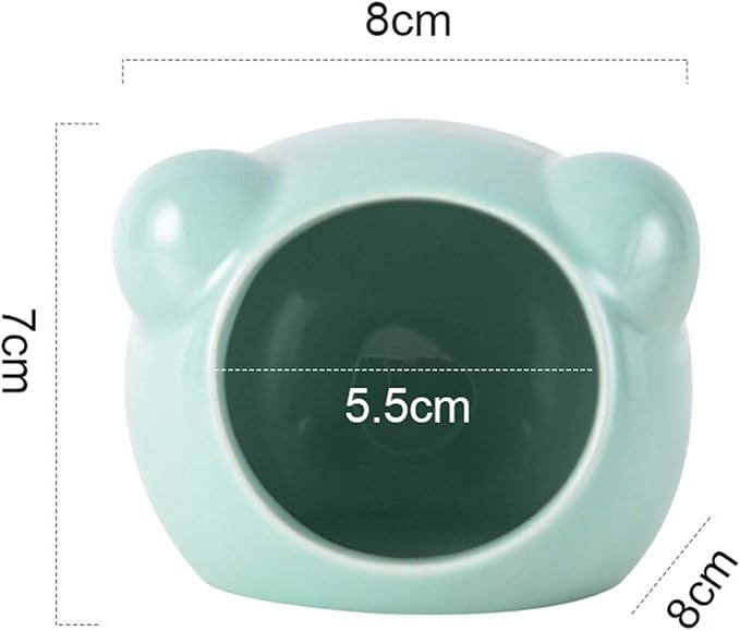 Cool Hamster House Small Animal Habitat Décor, Bear-Shaped Mini Ceramic Hamster Hideout Cave for Dwarf Hamsters (Green, S)