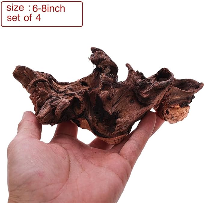 YZHZOM Small Natural Driftwood for Aquarium Styling Carefully Selected Natural Aquarium Decor Driftwood for Reptile Tank Reptile Tank Wood Decor (Driftwood 6-8inch 4pcs)