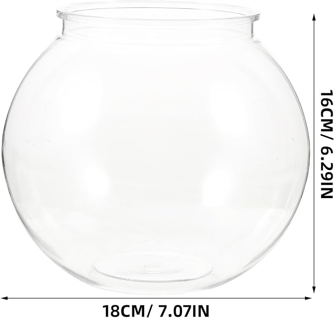 Transparent Plastic Fish Tank Small Round Aquarium for Goldfish Clear Fish Bowl for Plants Household Desktop Decor Integrated Design Easy to .08 X 7.08 X 6.29 in