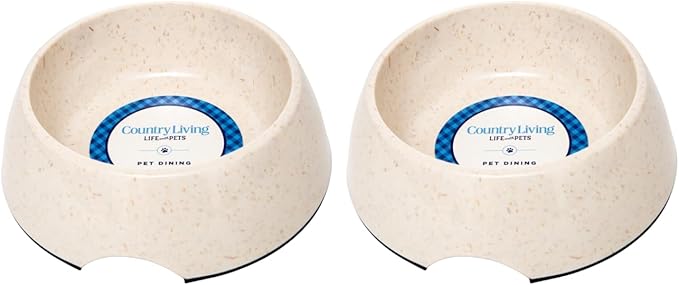 Country Living Set of 2 White Swan Bamboo Dog Bowls (64oz) – Naturally Sourced Bamboo Design, Non-Toxic, Durable, Dishwasher & Microwave Safe and Pet-Safe Feeding Dish, Ideal for Extra Large Dogs