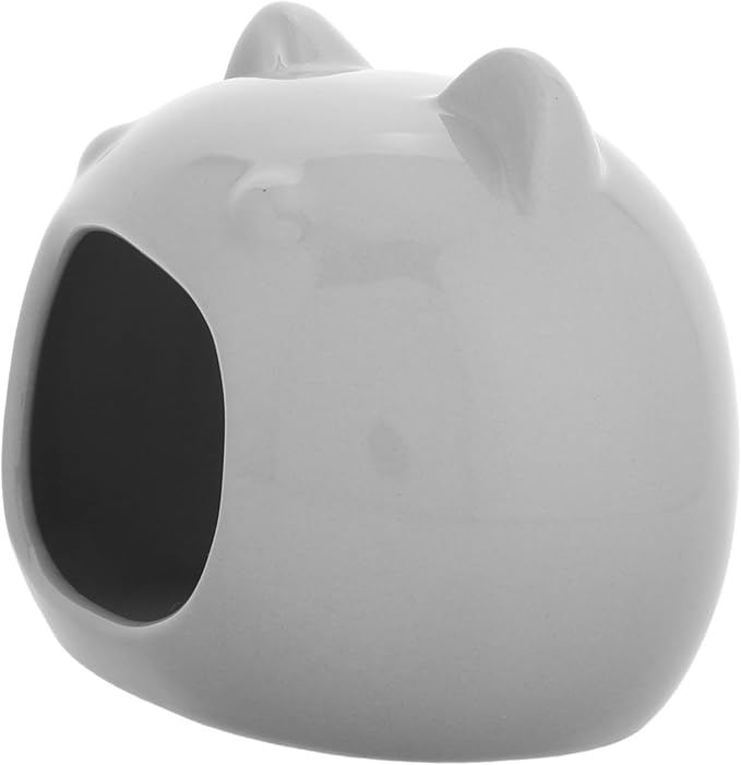 Ceramic Hamster Hideout House for Small Animals Cute Bed and Habitat for Gerbils and Hamsters Washable for Interactive Play and Exploration Grey Color