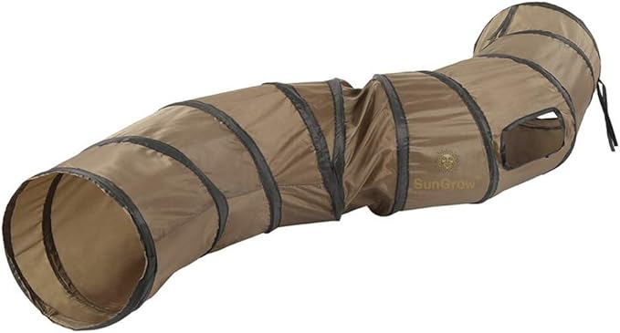 SunGrow Collapsible Tunnel for Cat, 47.2" x 9.8" Lightweight Polyester with Steel Frame Tube, Includes Carrying Case, Cat Accessories and Supplies, Brown and Black