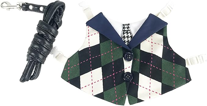 Bunny Harness and Leash,Adjustable Soft Guinea Pig Clothes Pet Rabbit Ferret Harness Costumes for Small Animals Dress