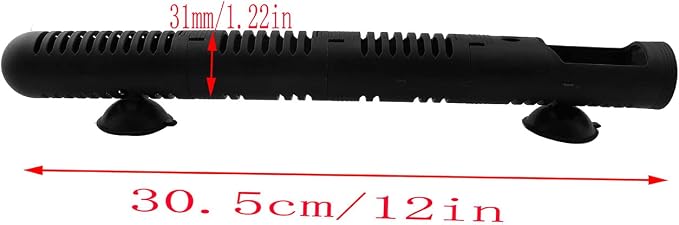 Aquarium Heater Protective Case 30.5cm Detachable Design Black Heating Rod Sleeve Heater Guard Protector Protective Cover Guard with Suction Cups for Fish Tank Water Aquarium Heater Protector