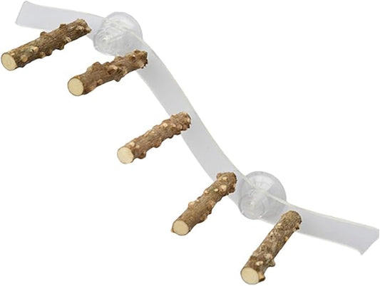 Suction Cup Wood Perch Toy, Wood Bird Perch Cage Accessories, Style C