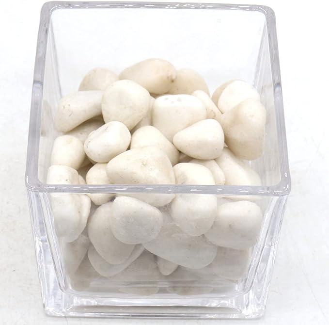 White Polished Rocks for Plants, Decorative Pebbles, 1-2 Inch, 10 lb