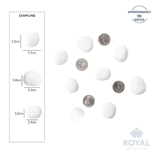 Royal Imports River Rocks, Aquarium Gravel – White 1"- 1.5" - 30 lbs | Decorative Ornamental Vase Filler Pebbles for Potted Plants, Terrariums, Vases, Succulents, Fish Tank Gravel, DIY & Crafting