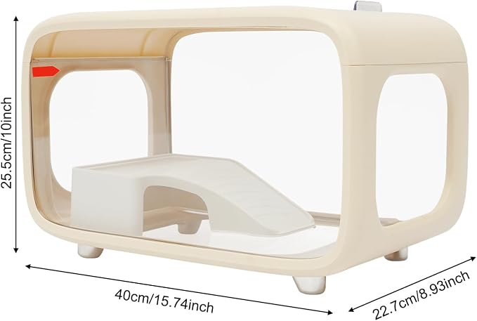 Desktop Fish Tank Aquarium, 3.17 Gal Modern Cream White Rectangular Fish Bowl with Built-in Climbing Frame, Top Feeding Hole & High Clarity View for Betta Fish, Shrimp, Small Pets, Home or Office Desk
