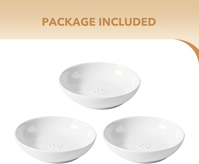 Havniva 5.7'' Ceramic Wide Whisker Friendly Cat Dishes, Set of 3 Ceramic Cat Bowls, Indoor Kitten Feeding Food& Water Dish to Prevent Whisker Fatigue(3 Pcs)