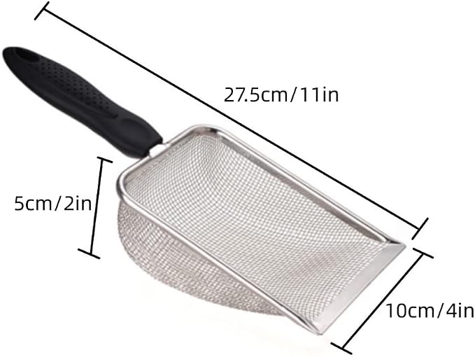 2PCS Reptile Sand Sifter Cat Litter Scoop Fine Mesh Metal Reptile Litter Cleaner Scooper for Sand Bedding Aquarium Terrarium Accessories