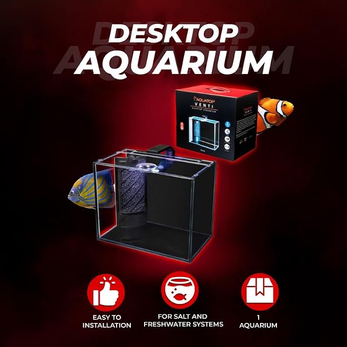 Aquatop Venti Professional Showcase Glass Aquarium Kit, 2-Gal – All-in-One Freshwater with LED Light - Breza Air Pump & Replaceable Filter Cartridge | Freshwater setup, LED light, Breza air pump, replaceable filter cartridge