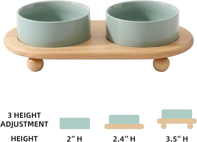 Havniva Raised Cat Water Bowl 5.1” Elevated Ceramic Cat Food and Water Bowl Whisker Friendly Pet Water Bowls for Indoor Cats, Wide Kitten Dish Relieve Whisker Fatigue Non Slip Cat Feeder