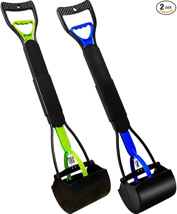 ienjoyed 2-Pack Pooper Scooper for Large Small Dogs Heavy Duty, 28" Long Handle Poop Scoop for Yard, Grass, Gravel, Dog Poop Grabber with High Strength Material and Durable Spring