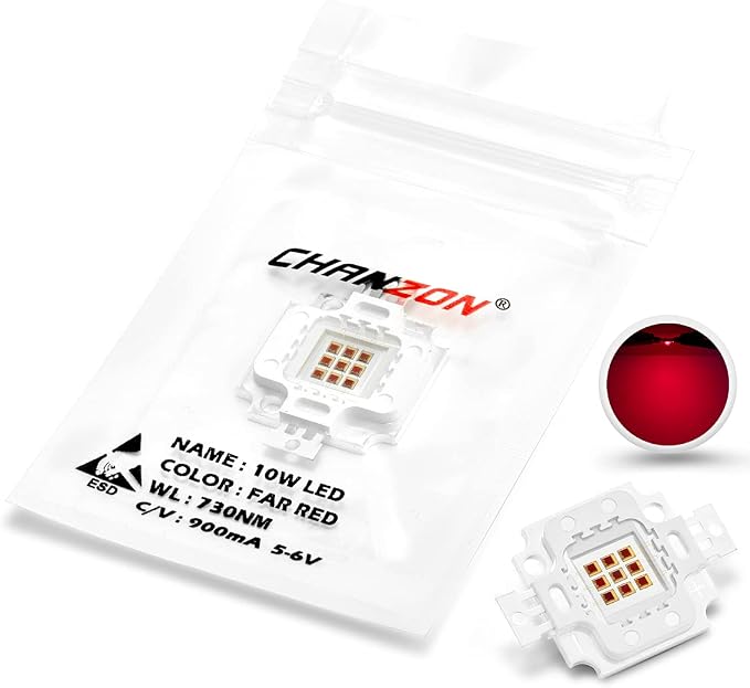 CHANZON High Power Led Chip 10W Far Red Plant Grow Light 730nm | (900mA / DC 5V - 6V / 10 Watt) SMD COB Emitter Diode Components Bead for DIY Growing Lamps