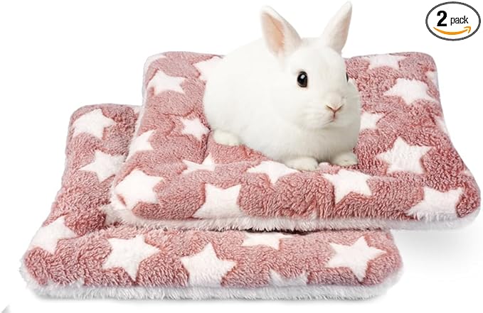 2 Pack Bunny Bed - 10 x 13 Inch Rabbit Pee Pads Bedding - Washable and Thickness Upgrade(Pink,M)
