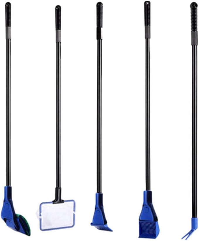 Aquarium Fish Tank Cleaning Kit - 5 in 1 Algae Scraper Set - Siphon Vacuum for Water Changing and Sand Cleaner (Cleaner Set)