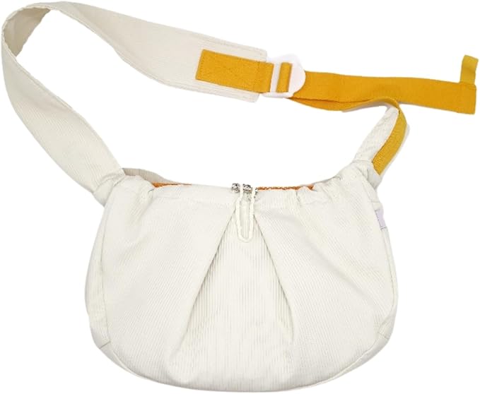 Ferret Sling Carrier - Pet Carrying Bag with Adjustable Strap Hands Free Shoulder Bag Crossbody Travel Slings Soft Small Animal Bonding Pouch Front Backpack for Ferret Rabbit Puppy Kitten (Beige)