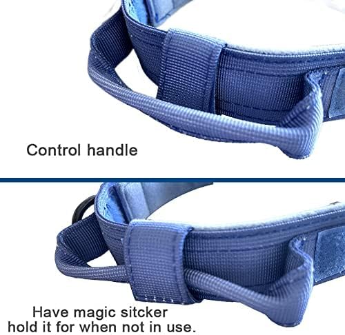 Xqpetlihai Tactical Dog Collar Adjustable Military Nylon Dog Collar with Control Handle and Heavy Duty Metal Buckle for Medium and Large Dogs (Dark Blue,XXL)