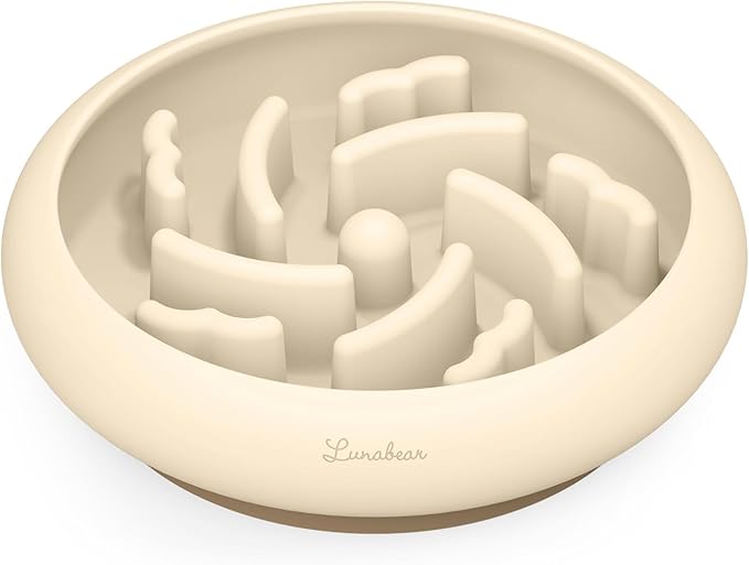 Slow Feeder Dog Bowls Made of Premium Food-Grade Silicone, Anti-Choking & Slow Eating for Improved Digestion, Non-Slip, Soft & Durable, Quiet Dog Bowl, Cute, Dishwasher Safe (Ivory, Standard)