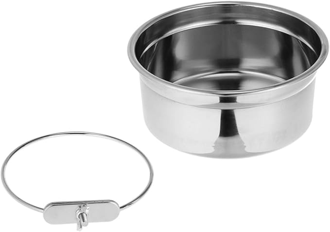 POPETPOP Stainless Steel Hanging Pet Bowl for Birds Cats Dogs Resistant Coop Cup Easy to Install Dishwasher for Cages and Crates