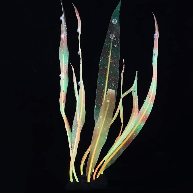 1Pcs Aquarium Decoration Orange Plants Simulation Artificial Water Grass Plastic Fish Tank Decor Plants Silicone Glowing Kelp Ornament Aquarium Accessories,Orange,7.08in