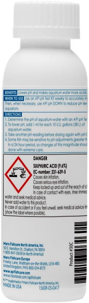 API pH DOWN Freshwater Aquarium Water pH Reducing Solution 4-Ounce Bottle